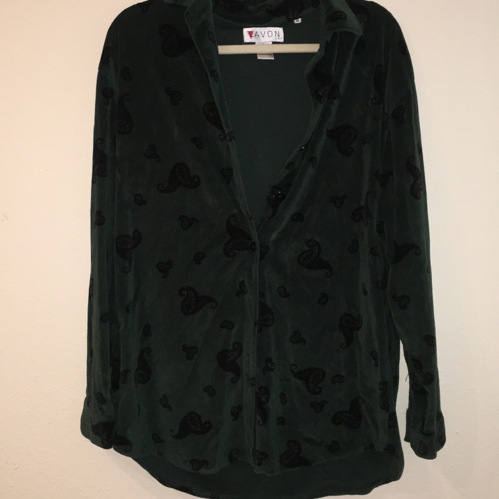 Green jacket with patterned. Velvet